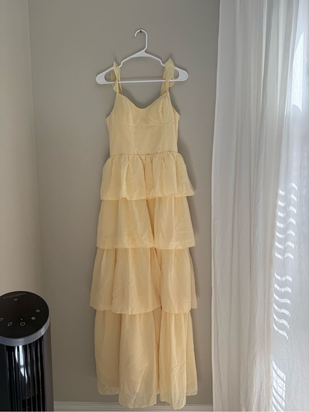 Yellow Tiered Chiffon Dress